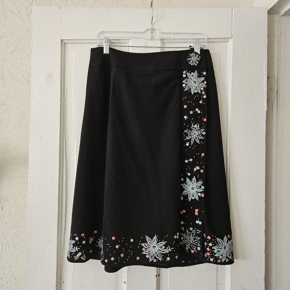 LaVie Boheme Women’s Black Embroidered A-Line Knee-length Skirt Size 10, Boho - Picture 1 of 7